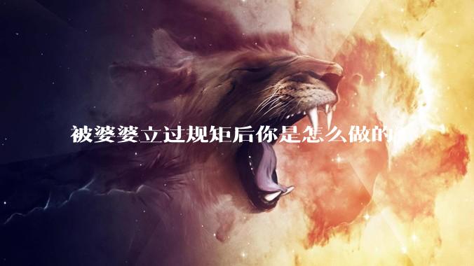 被婆婆立过规矩后你是怎么做的？