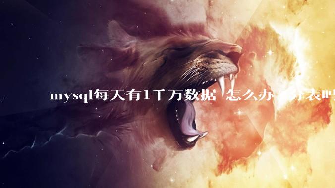 mysql每天有1千万数据 怎么办?分表吗 有什么好的方案。?